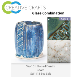 Stoned Denham SW-101 over Sea Salt SW-118 Stoneware Combination